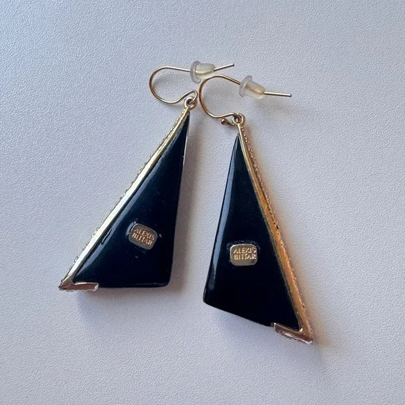 Alexis Bittar Black Lucite Linear Inlay Crystal Earrings - Picture 6 of 6